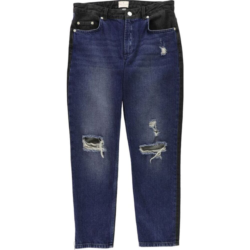 French Connection Womens Indi Mash Up Relaxed Straight Leg Cropped Boyfriend ...